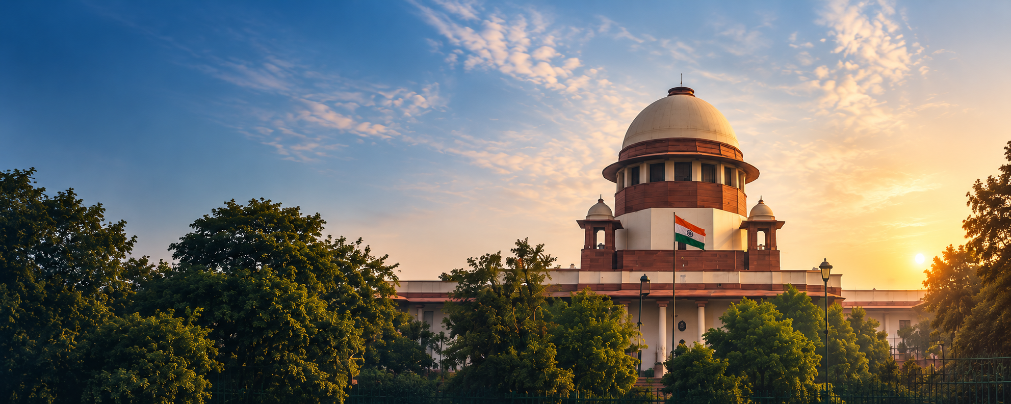Court building in New Delhi at sunrise