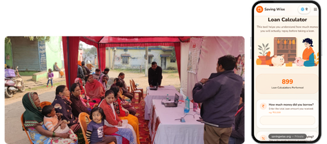 Community members engaging with financial inclusion workshop materials